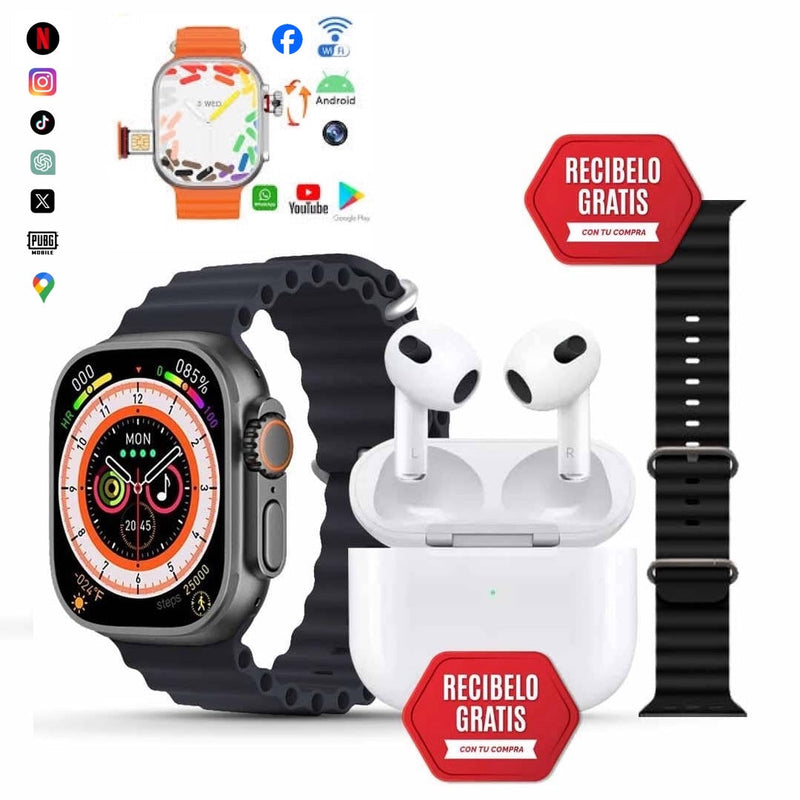 SmartWatch 9 ULTRA + AirPods Pro 2ª Gen + 7 correas repuesto